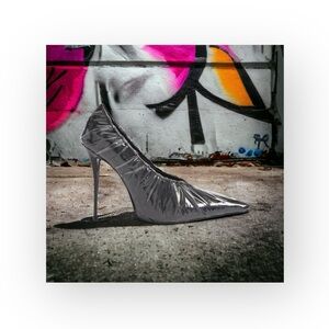 new Jeffrey Campbell ༄ Ikon Plastic Wrapped Pointy Toe Spike Stiletto Pumps ༄ 6M